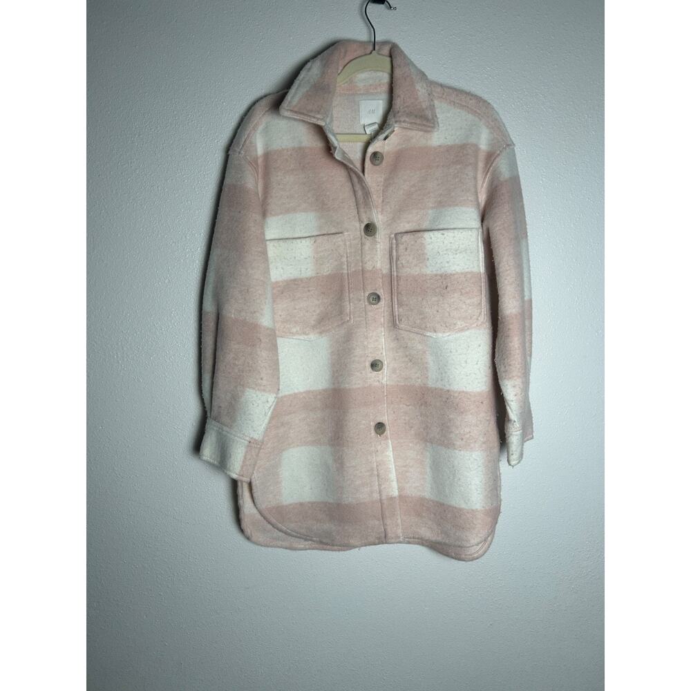 NWT H&M Pink And White Plaid Western Cowgirl Shacket Size XS